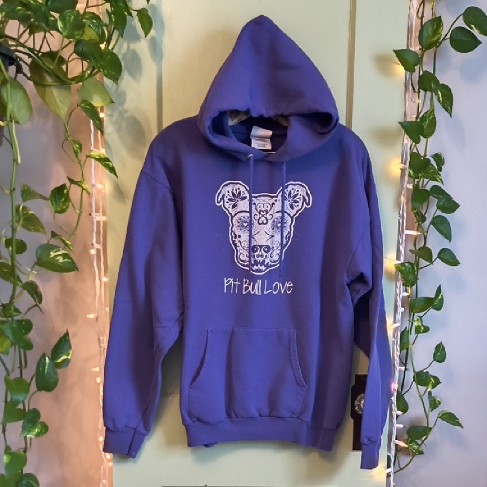 Women's Port and Company Pitbull Love Purple Hoodie M